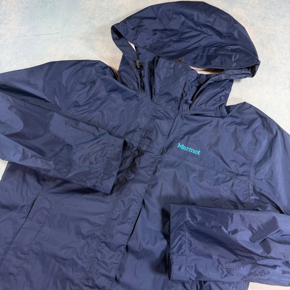 Marmot PreCip Eco Rain Jacket Womens Medium Navy Blue Excellent Waterproof 46200